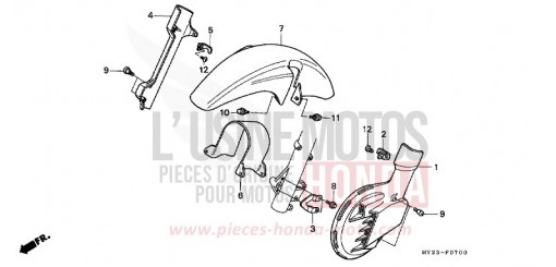 FRONT FENDER/ FRONT DISK COVER NX650N de 1992